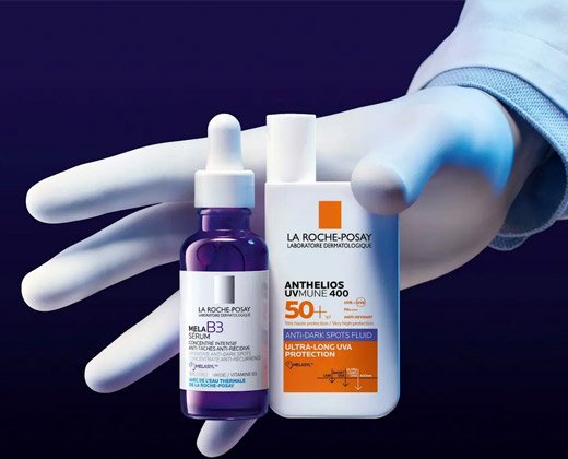 Skoncentrowane serum z pochodną kwasu salicylowego Mela B3 i Anthelios SPF50+ przeciw przebarwieniom